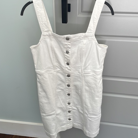 Denim Button-Front Mini Dress in Tile White NWT SOLD OUT STYLE SIZE 4 - Picture 7 of 9